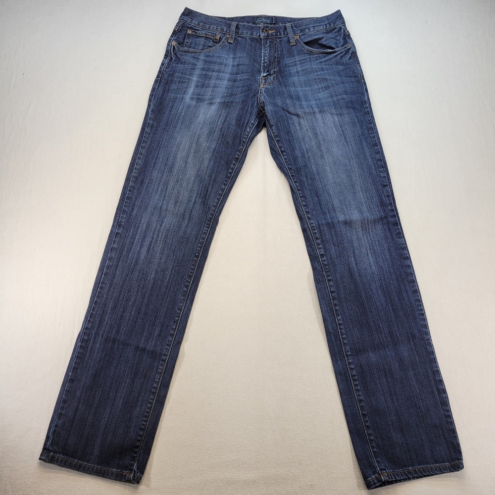 Lucky Brand Jeans Mens 32x34 Blue 221 Original Straight Dark Wash Denim